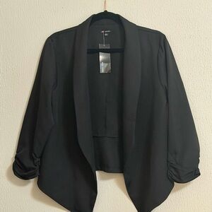 Michel Women's Black Blazer Jacket with Scrunch Sleeves Size L NWT